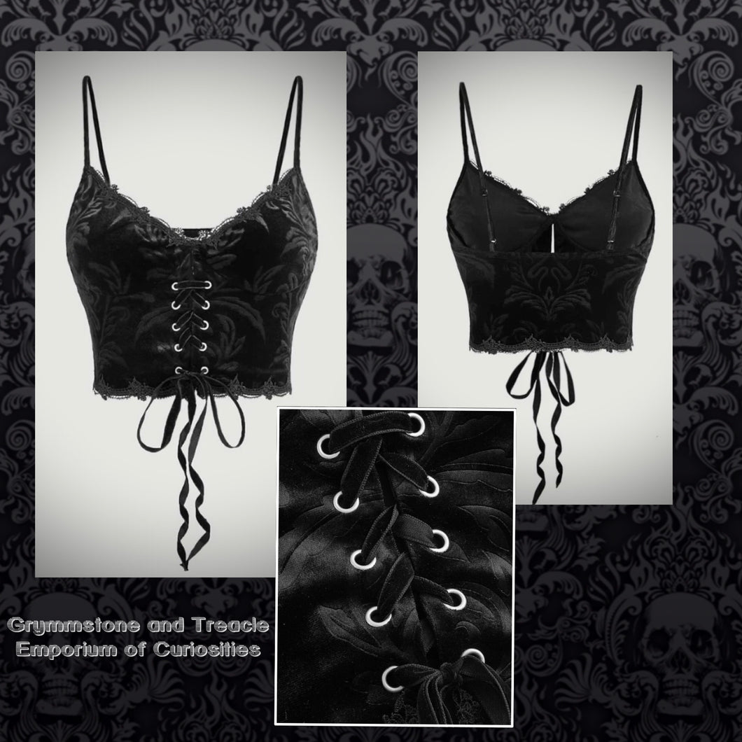 Black Widow Embossed Velvet Camisole - Size 10 to 12