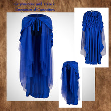 Sapphire Blue Tie on Tulle and Ruffled Fabric Bustle Overskirt 