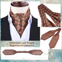 Self-tie copper brocade ascot/ cravat for suitable for a vintage casual day look or dressed up for formal evenings