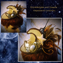 Round Steampunk Luna Fascinator with Crescent Moon and Cogs