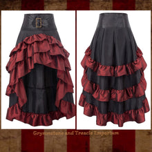 Saloon Days Steampunk Skirt with Ruffles in Bordeaux on Black 