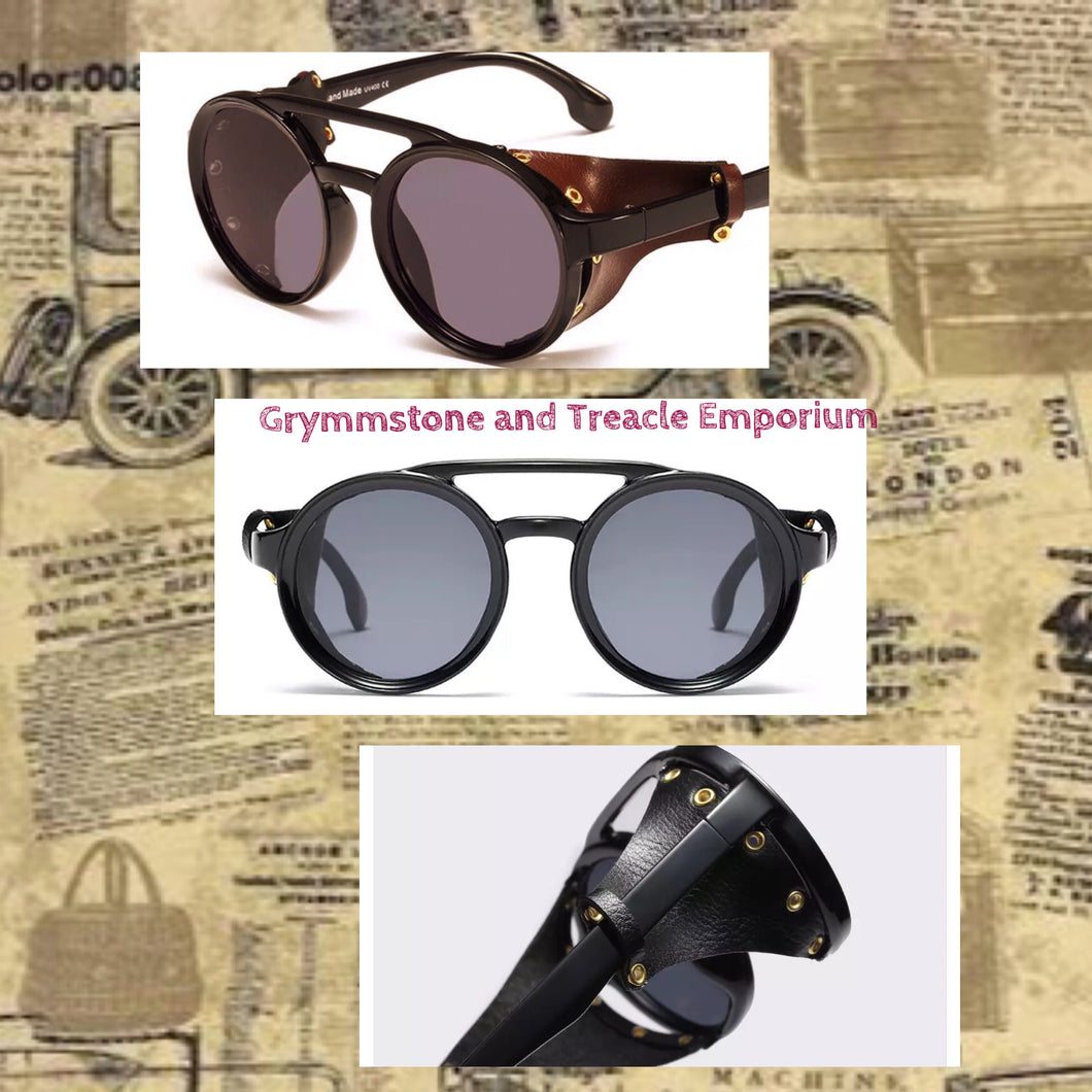 Verne Vintage Style Sunglasses with Faux Leather Side Shields